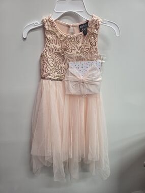 Pink Sleeveless Blush Tulle Dress with Sequin Bodice